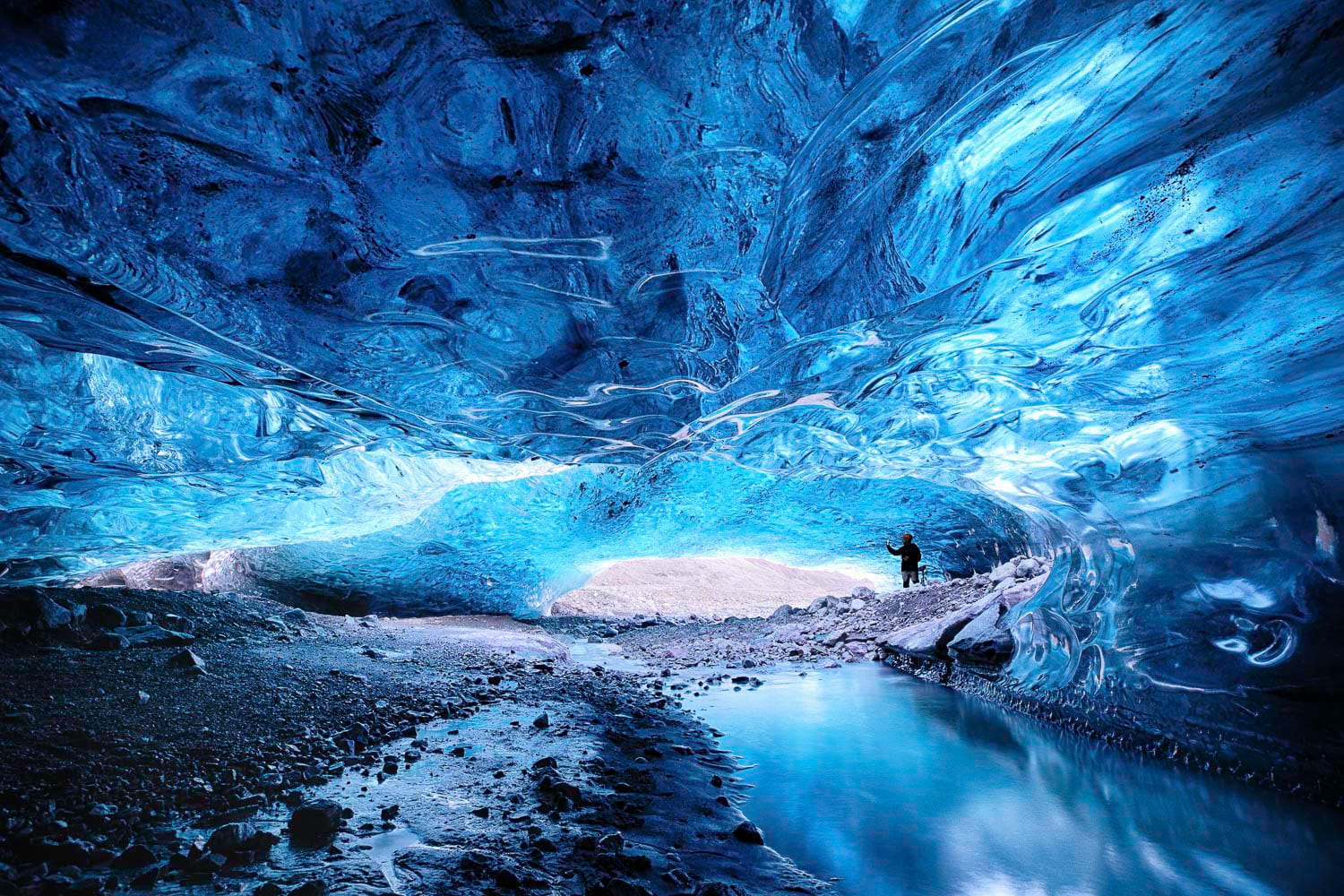 Blue crystal ice cave Iceland