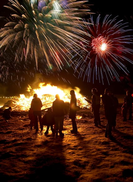 Huge bonfires are happening all around the Iceland