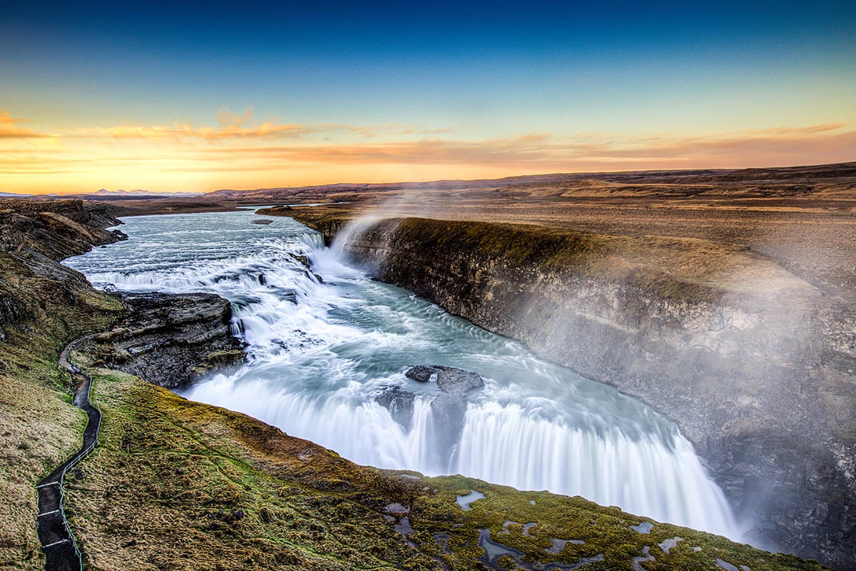 Gullfoss waterfall close to Reykjavik via the Golden Circle Route