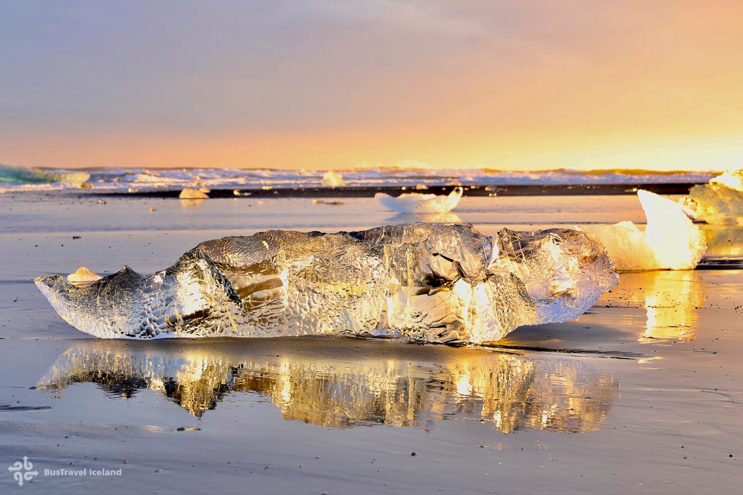 Golden hour at Diamond beach Iceland