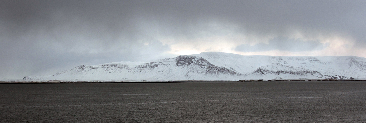 Reykjavik facing Faxaflói bay Winter Iceland