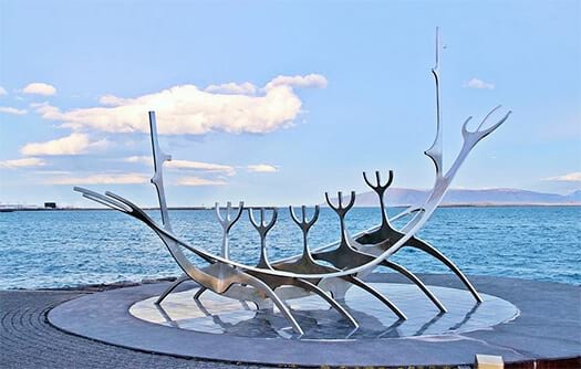 Sun Voyager, a metal sculpture in the shape of a viking ship