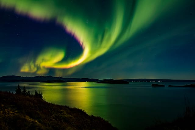 Northern Lights above in Iceland