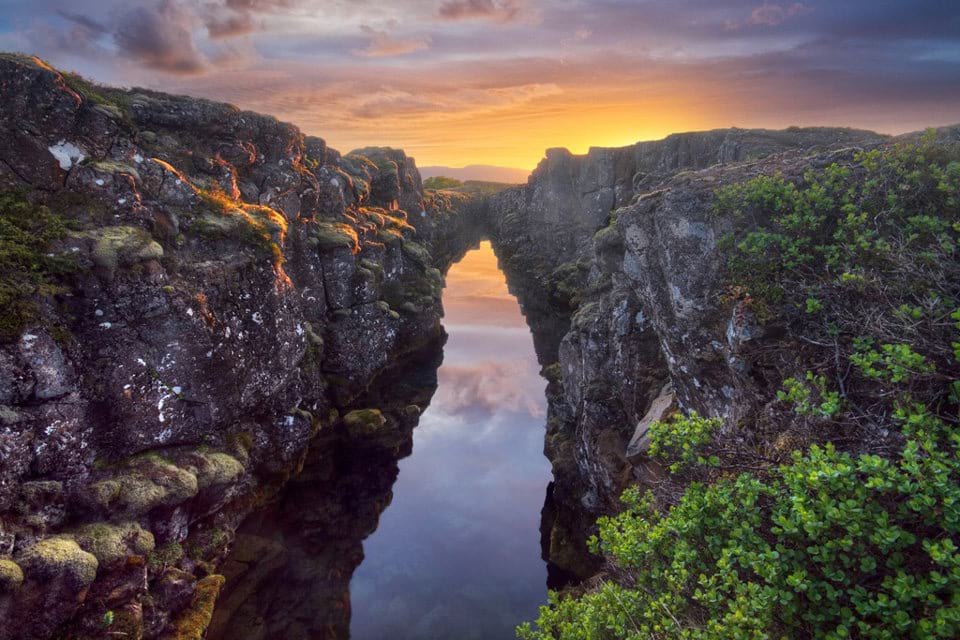 Thingvellir National Park Waterfilled Fissure Iceland