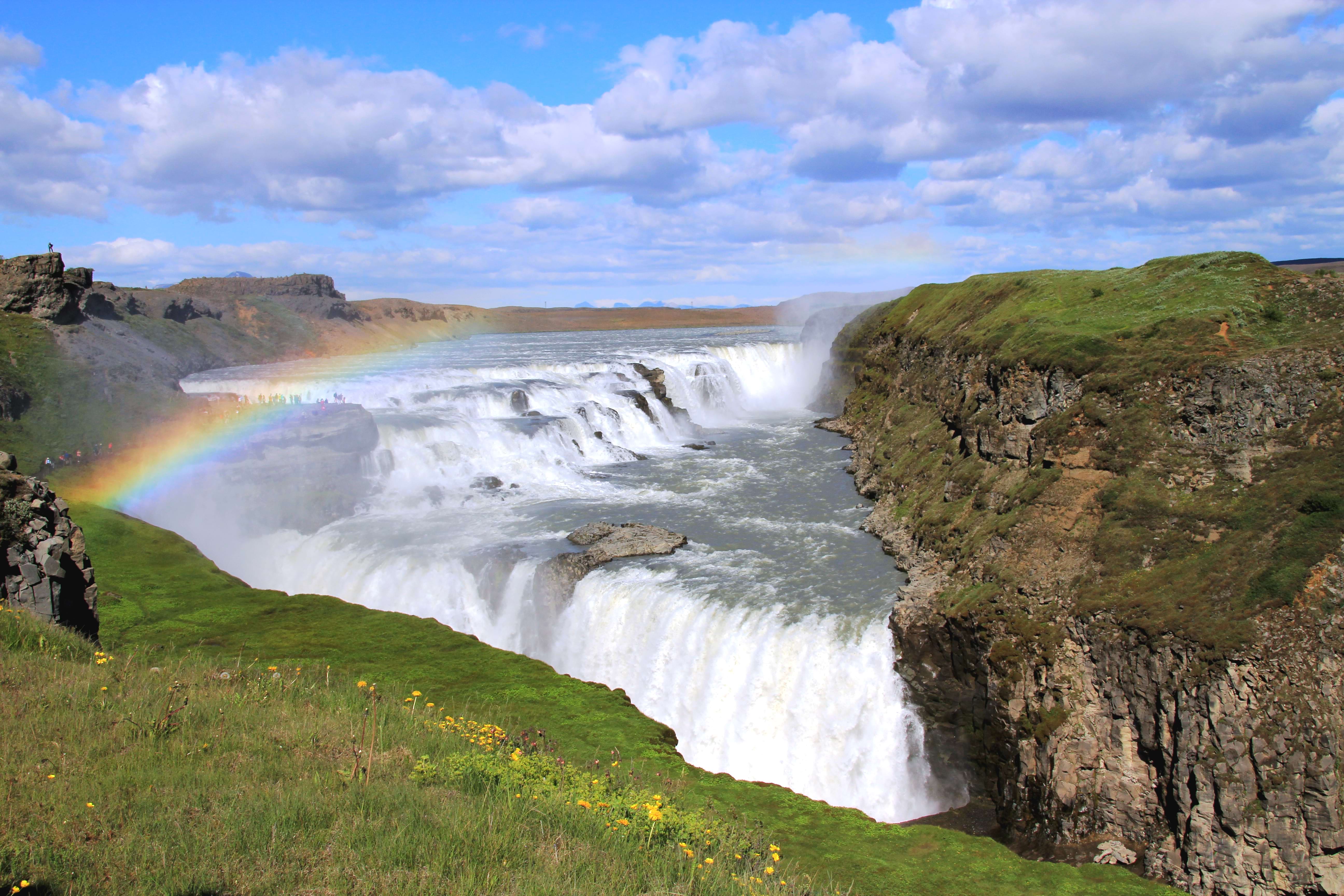 View at Gollfoss Waterfall in Iceland