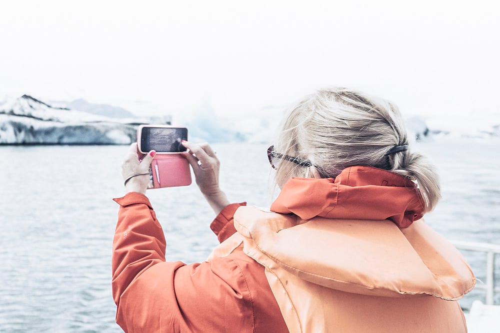Visiting Jokulsarlon on a boat ride summer Iceland